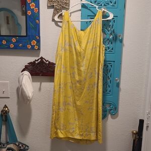 J. Crew Yellow and Gray Silk Dress